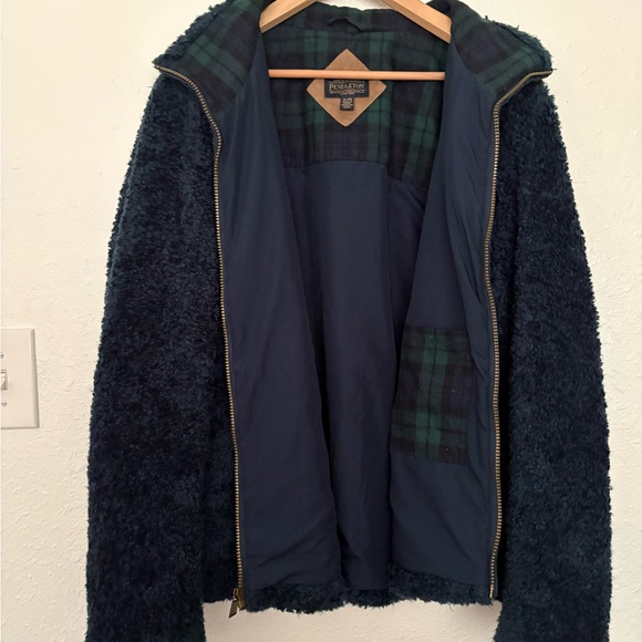 Pendleton Jackets & Blazers - Pendleton Navy Sherpa Jacket with Green Tartan Lining